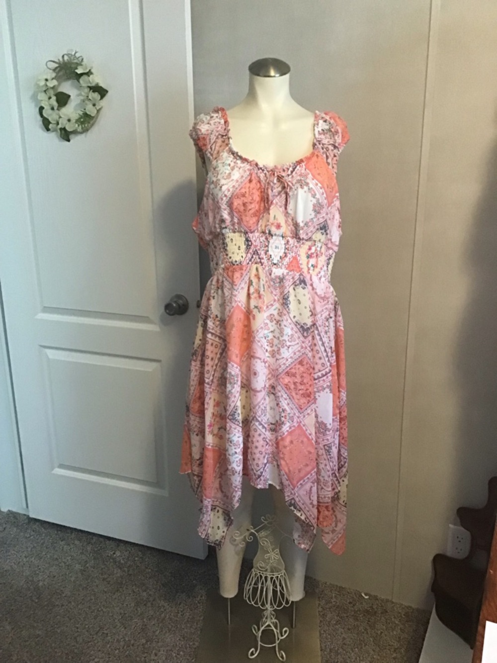 No Boundaries Coral and Pink Asymmetrical Sundress